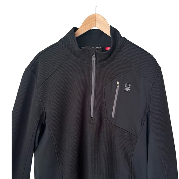 SPYDER Bandit Half Zip Fleece Sweater Jacket Black Pullover Outdoor Activewear - Picture 8 of 13